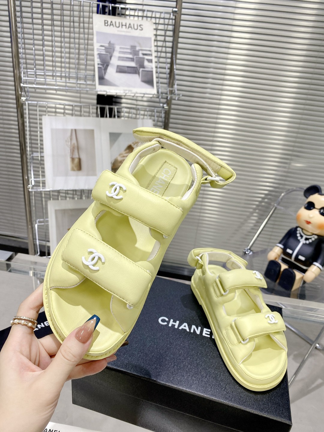Chanel Women’s Sandals With Chanel Logo Yellow For Women - Image 6