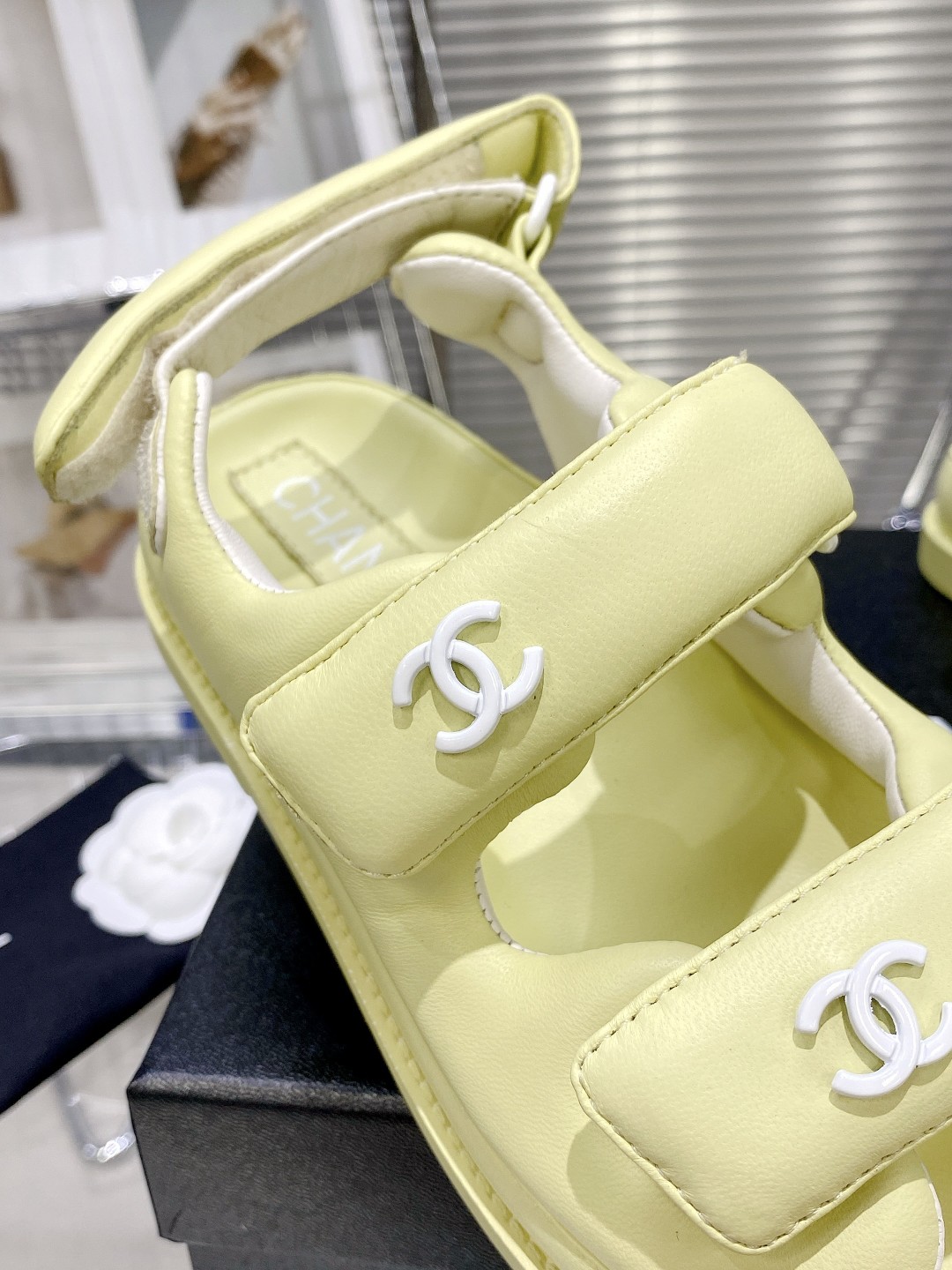 Chanel Women’s Sandals With Chanel Logo Yellow For Women - Image 3