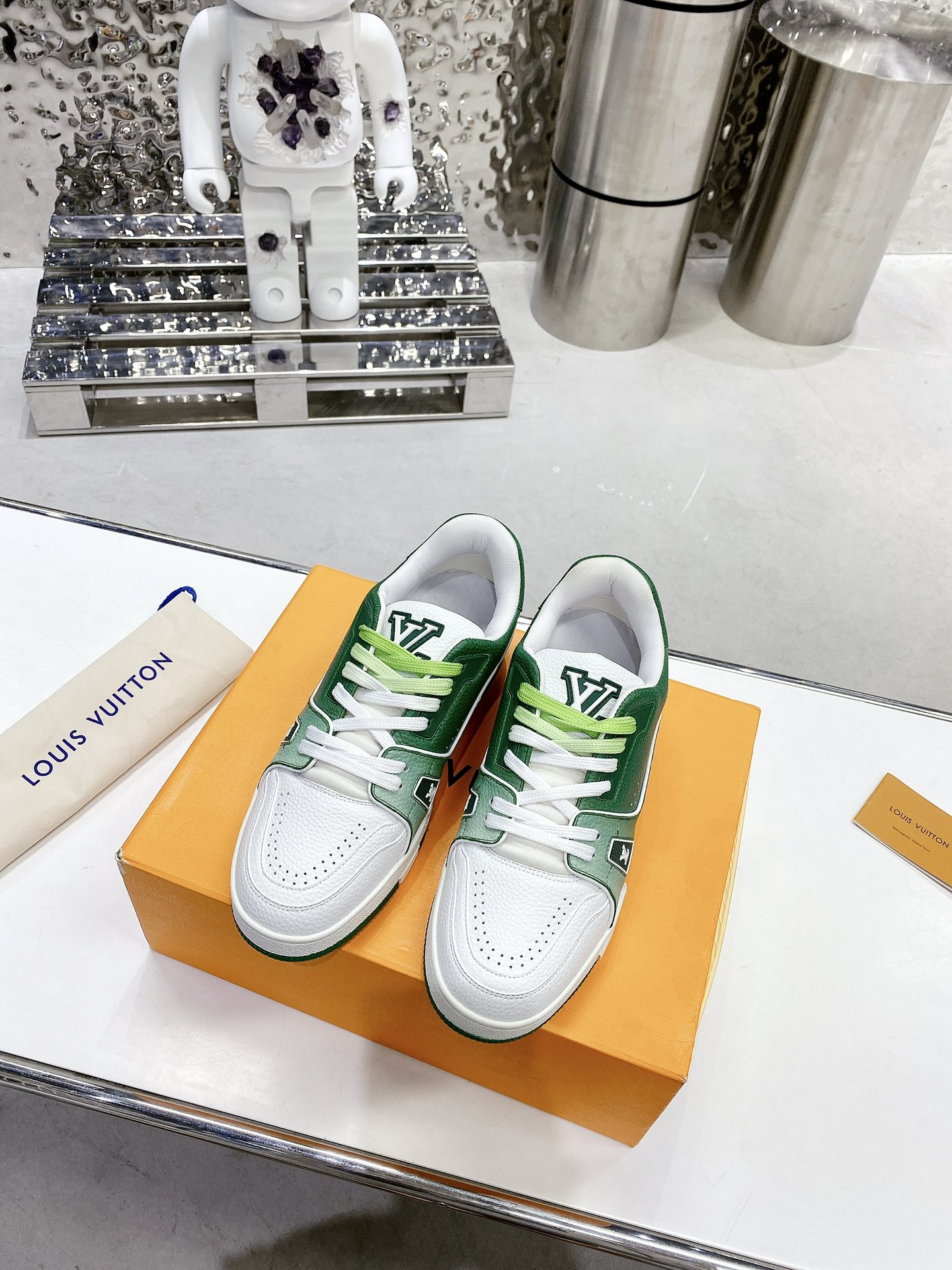 Louis Vuitton Women’s LV Trainers Green For Women LV - Image 2
