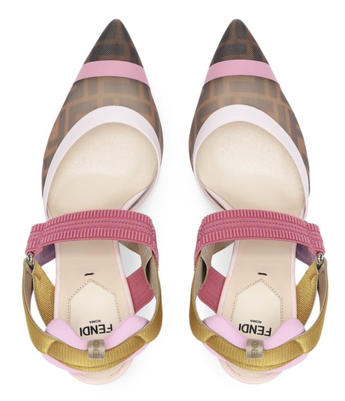 Colibrì Brown Mesh High-heeled Slingbacks For Women-8J6851AJZ3F1HG5 - Image 2